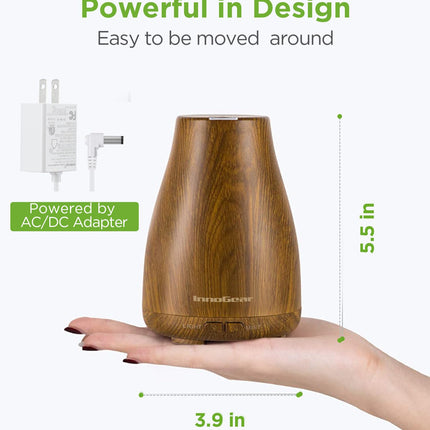 InnoGear Essential Oil Diffuser - Ultrasonic Humidifier with 7-Color LED, 2 Mist Modes, Auto Off, Bronze