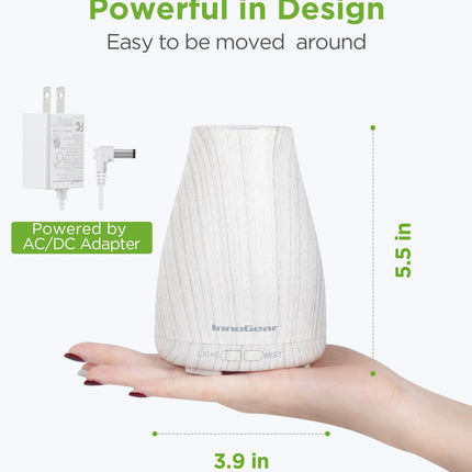 InnoGear Essential Oil Diffuser | Ultrasonic Humidifier for Home Aromatherapy | 7-Color LED, 2 Mist Modes, Auto Off | White & Grey