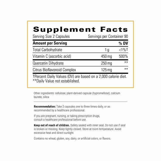 Integrative Therapeutics Vitamin C with Quercetin - Immune Support, Antioxidant Activity - Vegan, Gluten-Free & Dairy-Free - 180 Capsules