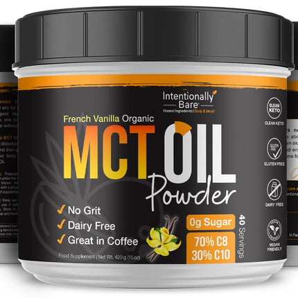 Intentionally Bare MCT Oil Powder French Vanilla Coffee Creamer – C8/C10 Keto Energy, 40 Servings