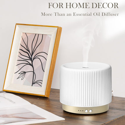 280ml Ceramic Essential Oil Diffuser – Ultrasonic Cool Mist, Auto Shut-Off, Quiet Sleep