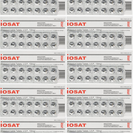 iOSAT Potassium Iodide Tablets 130 mg – 14 Tablets per Pack, 10 Packs