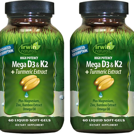 Irwin Naturals High Potency D3 & K2 + Turmeric - 60 Liquid Softgels