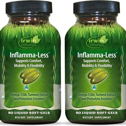 Irwin Naturals Inflamma-Less – 80 Softgels, Pack of 2 | Supports Comfort, Mobility & Flexibility