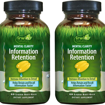 Irwin Naturals Mental Clarity – Information Retention (60 Soft-Gels) 2 Pack | Focus & Memory