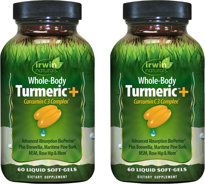 Irwin Naturals Whole Body Turmeric + Curcumin C3 Complex – 60 Liquid Soft-Gels (Pack of 2)