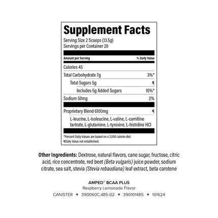 Isagenix AMPED BCAA Plus Raspberry Lemonade – Fat-Burning & Endurance (9.5 oz, 20 Servings)