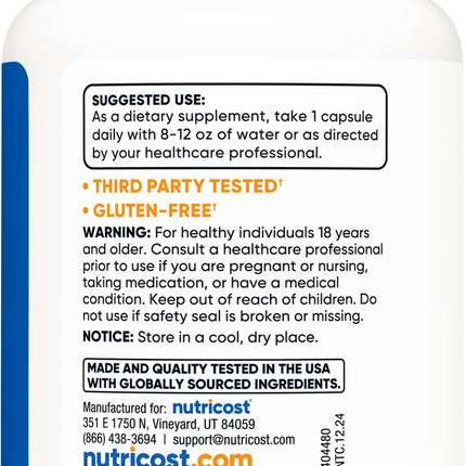 Nutricost Policosanol 25mg - 120 Capsules | Gluten Free, Non-GMO, Vegetarian