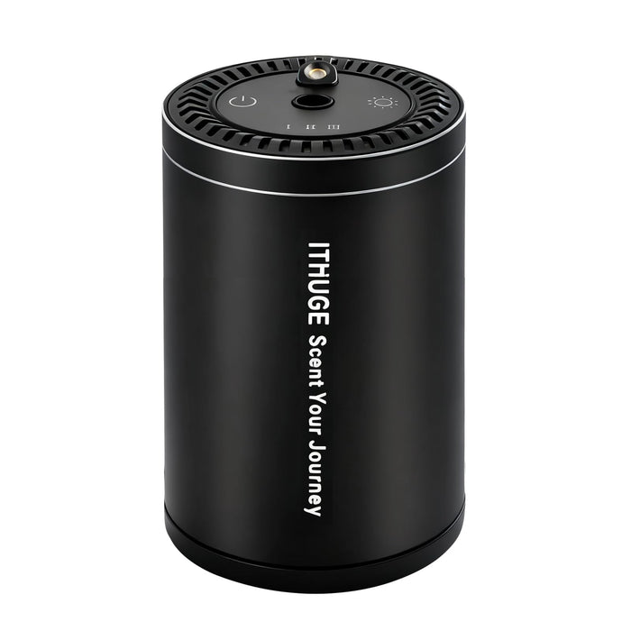 ITHUGE Waterless Smart Car Aroma Diffuser – Starry Sky Projection, 7-Color Ambient Light, Auto On/Off (Black, M308)