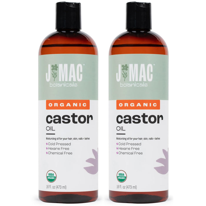 J Mac Botanicals Organic Castor Oil – Cold Pressed, Hexane Free, 32 oz for Face, Skin, Eyelashes