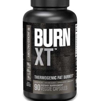 Jacked Factory Burn XT Black Thermogenic Fat Burner – TeaCrine, Infinergy, Green Tea Extract | 90 Veg Diet Pills