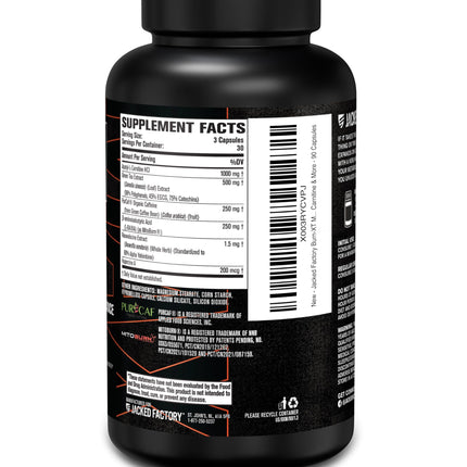 Jacked Factory Burn-XT Max: High-Performance Thermogenic Fat Burner with PurCaf Caffeine, MitoBurn & Green Tea | 90 Capsules