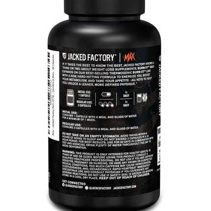 Jacked Factory Burn-XT Max: High-Performance Thermogenic Fat Burner with PurCaf Caffeine, MitoBurn & Green Tea | 90 Capsules