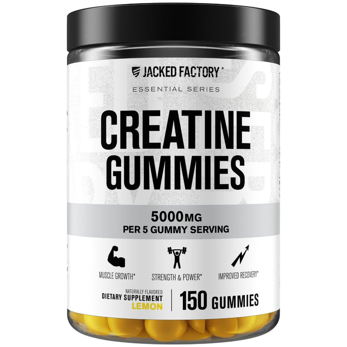Jacked Factory Creatine Gummies – 5g Daily Dose, 150 Lemon Gummies