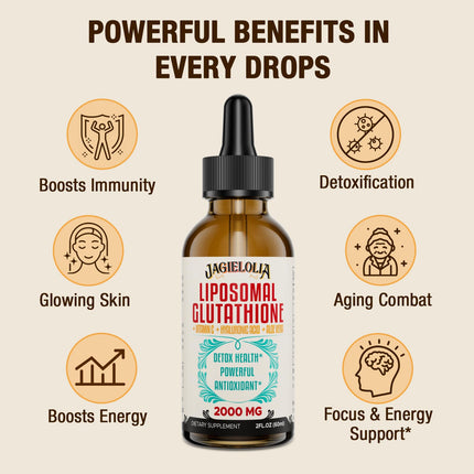 Jagielolia Liposomal Glutathione Liquid 2000MG – Antioxidant Detox & Energy Support