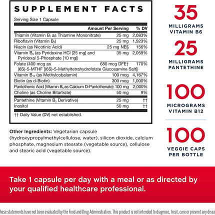 Jarrow Formulas B-Right - 100 Veggie Caps Pack of 2 | Low-Odor B-Complex for Energy & Metabolism