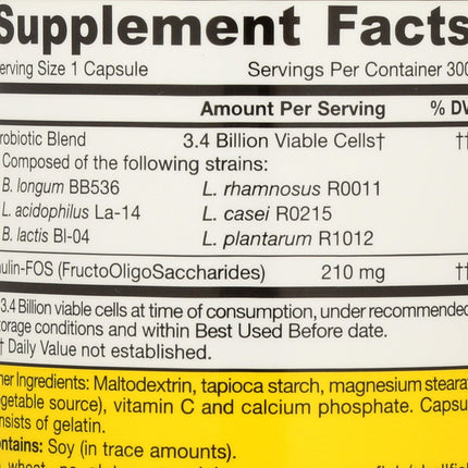 JARROW FORMULAS Jarro-Dophilus + FOS, 300 CT – Probiotic Supplement