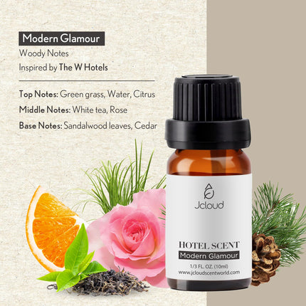 JCLOUD Modern Glamour Essential Oil – W Hotel Inspired Rose & Cedarwood Diffuser Oil, 10mL