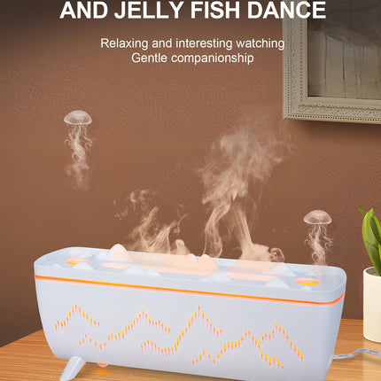 280ML Volcano Jellyfish Diffuser with Timer – Low Noise 3-Hole Flame Mist, Leak-Proof