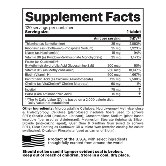 Jigsaw Health Activated B w/SRT | Supports Nervous System & Energy | 120 Tablets