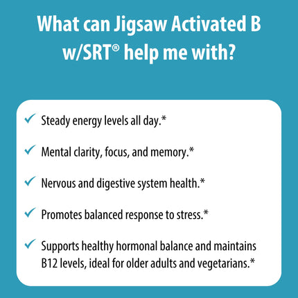 Jigsaw Health Activated B w/SRT | Supports Nervous System & Energy | 120 Tablets