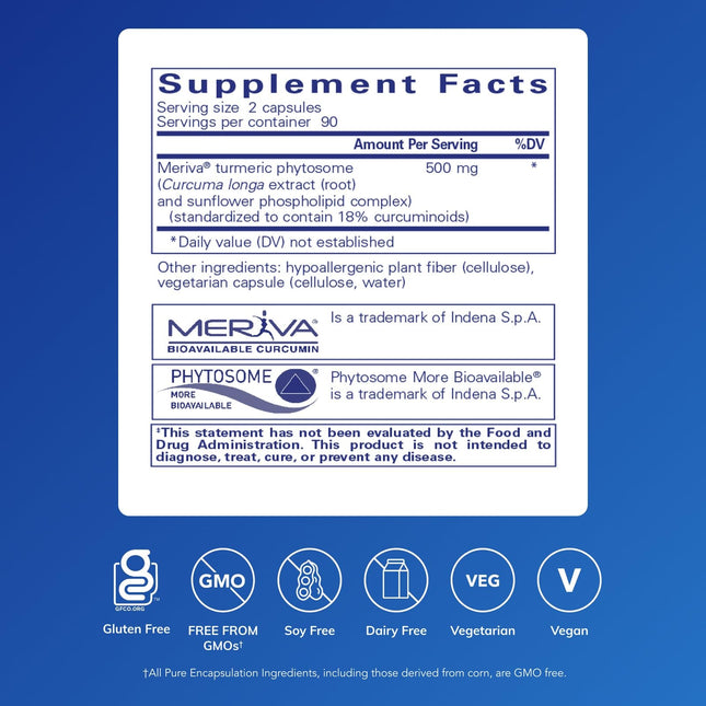 Pure Encapsulations CurcumaSorb 180's – Meriva Curcumin Phytosome for Joint Health