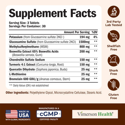 Glucosamine Chondroitin MSM 1500 mg – Joint Support & Cartilage Health (90 Tablets)