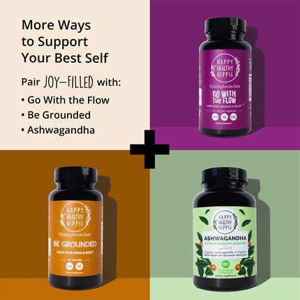 Joy-Filled Mood Support Supplement — 7-Herb Complex w/St. John's Wort (120 Ct) | Plant-Based Mood & Stress Support | Happy Healthy Hippie