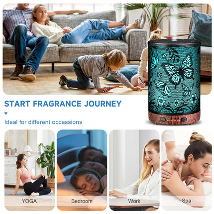 JOYOLO Metal Essential Oil Diffuser – Cool Mist, 7 Color Lights (Big Butterfly)