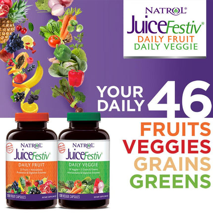Juice Festiv - 120+120 | Natrol JuiceFestiv 46 Fruits & Vegetables Capsule Formula