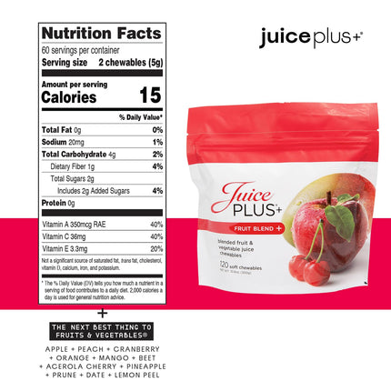 Juice Plus+ Fruit & Vegetable Blend Soft Chews – Vegan Gummies for Adults & Kids