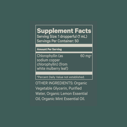 Juna Chlorophyll Liquid Drops – 3X Potency Detox, Energy & Internal Deodorant (Mint-Lemon Flavor)