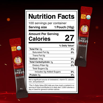 JUNGWONSAM 6-Year Korean Red Ginseng 365 | 100 Sticks | Vegan | 7mg Ginsenosides Per Stick | 100-Day Supply