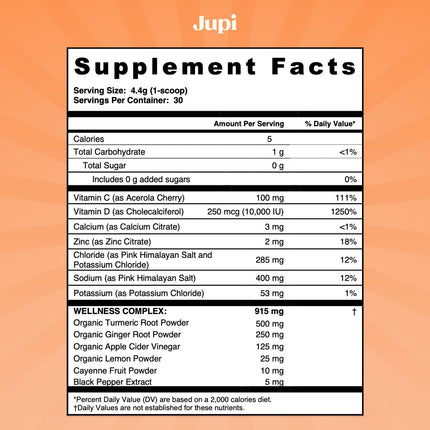 Jupi Hydration & Wellness Powder – Turmeric Ginger Shots, Vitamin C