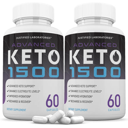 Justified Laboratories Advanced Keto 1500 – 2 Pack, 120 Veggie Capsules (1275mg)