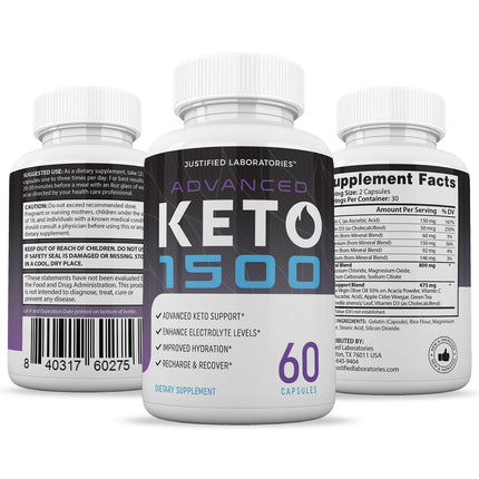 Justified Laboratories Advanced Keto 1500 – 2 Pack, 120 Veggie Capsules (1275mg)