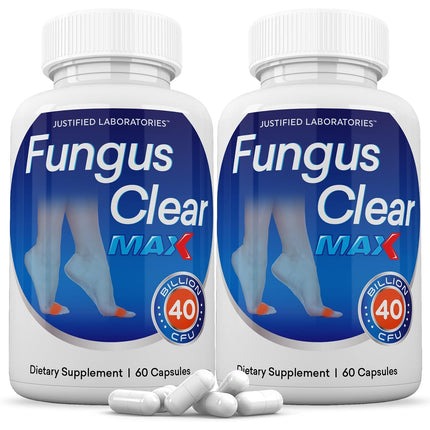 Justified Laboratories Fungus Clear Max Probiotic 40 Billion CFU - 2 Pack, 120 Capsules