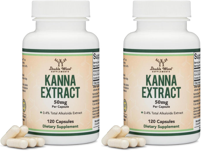 Kanna Extract Supplement 50mg – 120 Count (Pack of 2) – Double Wood | Non-GMO, Gluten Free, Vegan