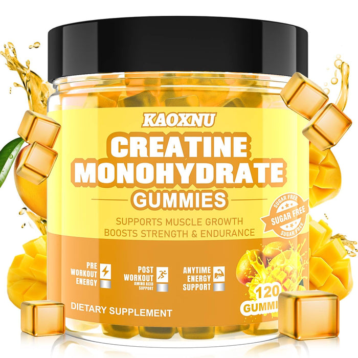 KAOXNU Creatine Monohydrate Gummies – 2 Pack, 120 Count, Sugar Free, 5.6g per Serving