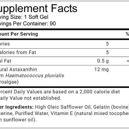 Keokea Organics Hawaii Astaxanthin 12 mg - 90 Softgels | Made in USA, Non-GMO & Pesticide Free