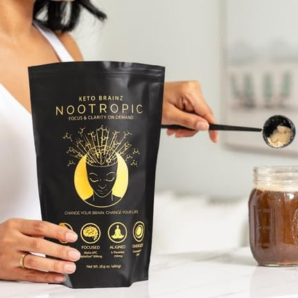 Keto Brainz C8MCT Nootropic Creamer – 500mg Lion’s Mane, AlphaGPC & L-Theanine | 16oz, 30 Servings
