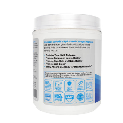 Pure Hydrolyzed Collagen Peptides (20 oz) – Unflavored, Pasture-Raised & Grass-Fed