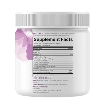 Multi Collagen Protein Powder 600g - 5 Types I/II/III/V/X, Biotin & Vitamin C