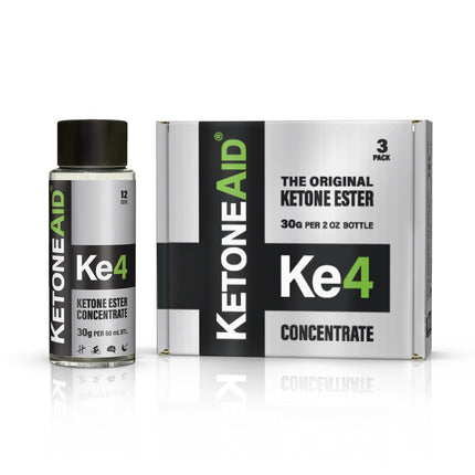 KetoneAid KE4 Ketone Ester Concentrate | 12 Servings per Bottle, 3-Pack | No Sugar, No Caffeine, Made in USA