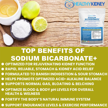 Kidney Restore Organic Sodium Bicarbonate Alkaline Supplement – Kidney Support & Digestive Comfort