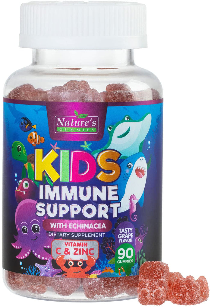 Kids Immune Support Gummies – Vitamins C, Zinc & Echinacea (90 Gummies) | Non-GMO, Gluten-Free & Vegan