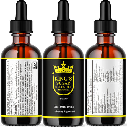 2 Pack Kings Sugar Defender Drops – Official KingSugar Defender Liquid Formula for Overall Health & Wellness (2 Bottles, 2 Months)
