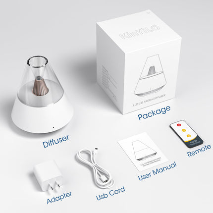 KinYILO Essential Oil Diffuser - 150ml Ultrasonic Aroma Diffuser, Auto-Off, 6-12H, White