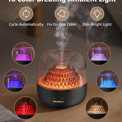 KinYiLO Essential Oil Diffuser 200ml Volcano Mountain – 7 Color LED Lights, Ultrasonic Cool Mist