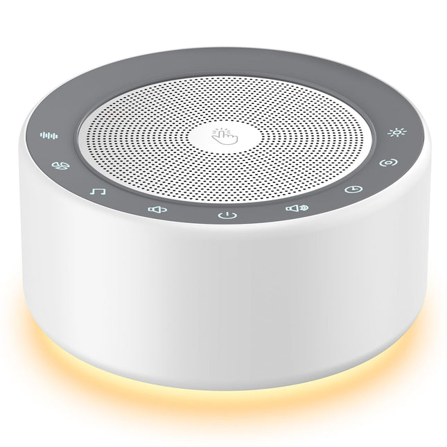 Kipcush White Noise Machine with Nursery Lamp | 30 Soothing Sounds, 8-Color Night Light, 8H Timer